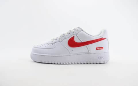 耐克Supreme x Nike Air Force 1纯原版本空军一号Supreme联名白红AF1低帮休闲板鞋 莆田天花板AF1 货号：CU9225-101