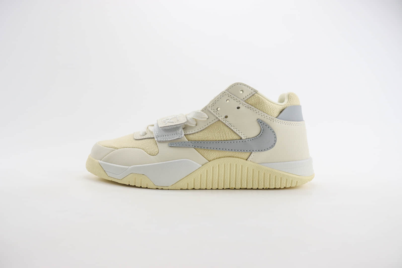乔丹Travis Scott x Jordan Jumpman Cut The Check纯原版本TS联名奶白灰倒钩复古篮球鞋 莆田AJ货源 货号：FZ8117-003