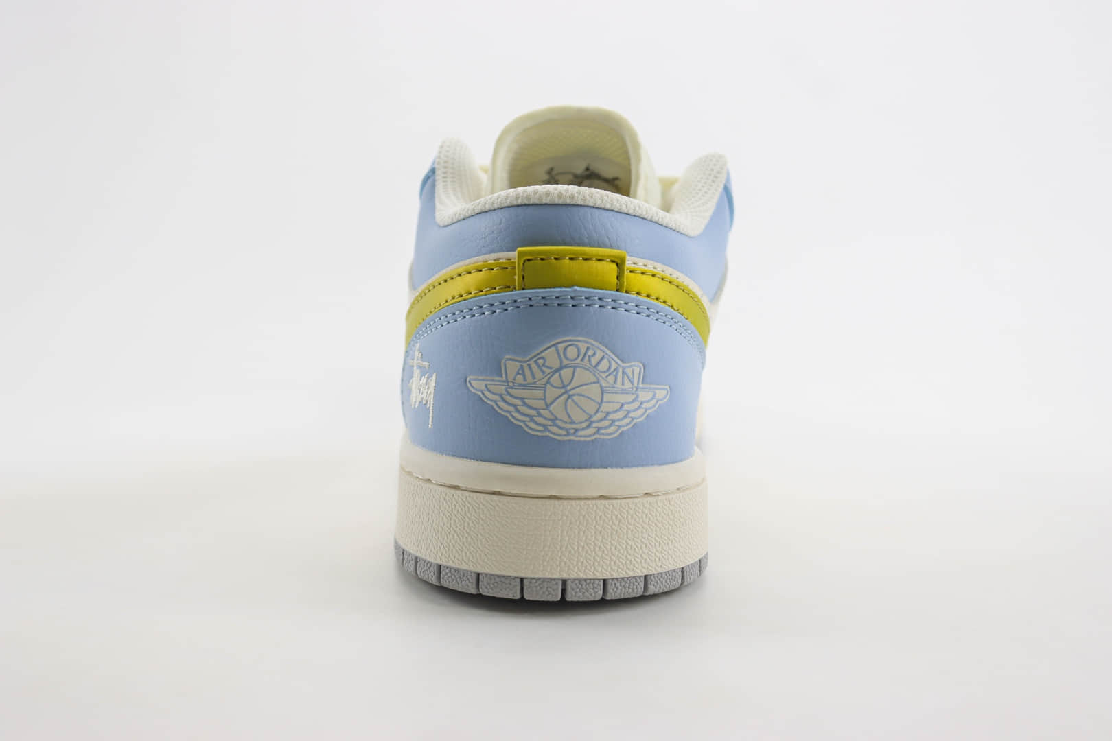 乔丹Stussy x Air Jordan 1 Low纯原版本斯图西AJ1联名白蓝黄板鞋 莆田AJ工厂 货号：WG8850-007