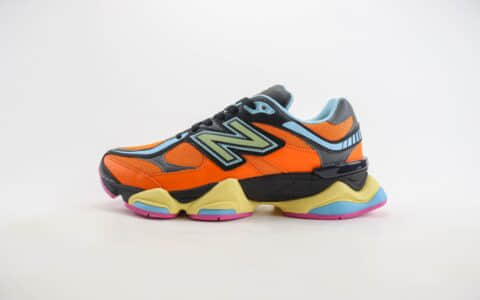 新百伦New Balance 9060纯原版本黑蓝橙NB9060复古慢跑鞋 莆田新百伦货源 货号：U9060OGB