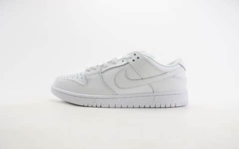 耐克Nike SB Dunk Low纯原版本低帮SB Dunk纯白板鞋 莆田耐克工厂 货号：FJ1674-100