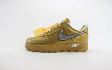 耐克Off-White x Nike Air Force 1纯原版本空军一号OW联名AF1金色艺术馆板鞋 莆田耐克批发 货号：AO4297-800