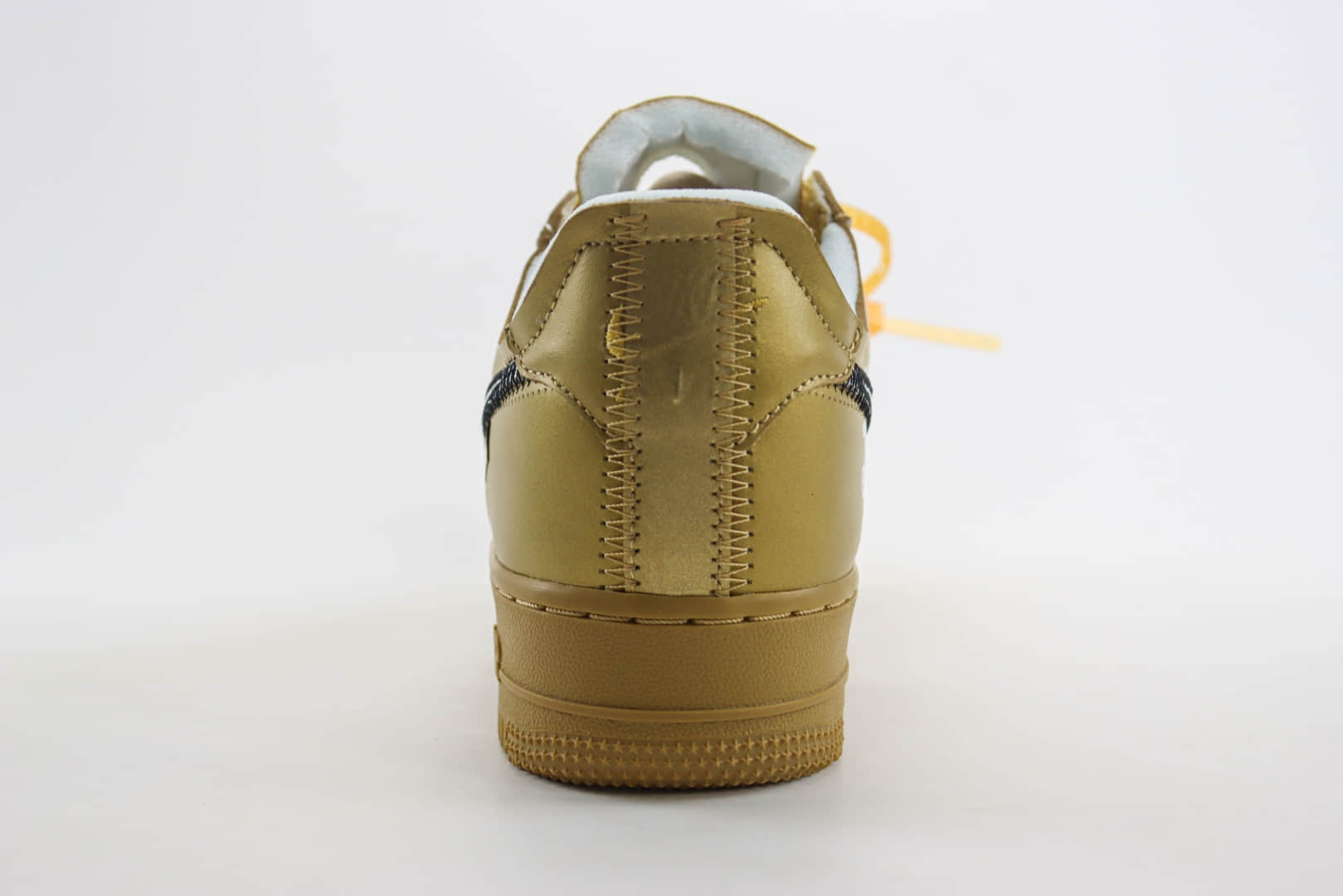 耐克Off-White x Nike Air Force 1纯原版本空军一号OW联名AF1金色艺术馆板鞋 莆田耐克批发 货号：AO4297-800