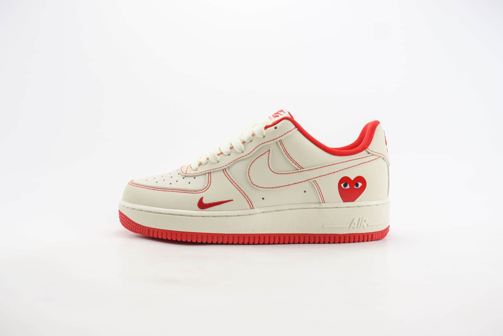 耐克Nike Air Force 1纯原版本空军一号AF1川久保玲联名白红缝线板鞋 莆田耐克货源 货号：KK3333-001