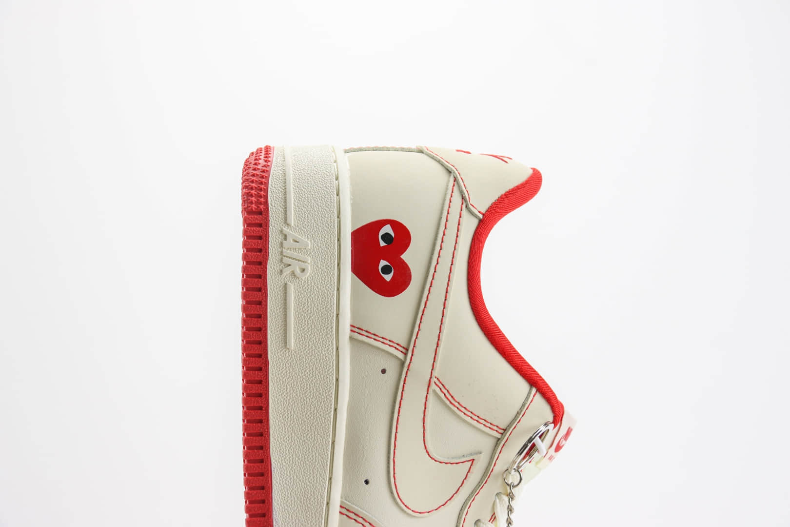 耐克Nike Air Force 1纯原版本空军一号AF1川久保玲联名白红缝线板鞋 莆田耐克货源 货号：KK3333-001