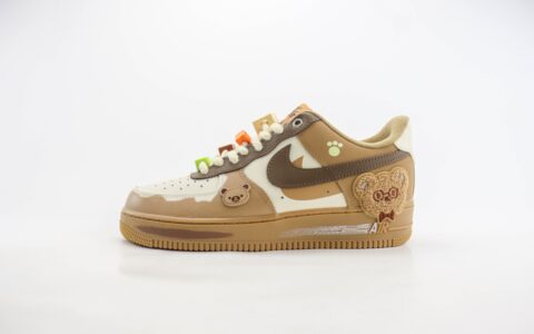 耐克Nike Air Force 1 Low纯原版本空军一号AF1定制配色“小狗脚印”棕熊小麦板鞋 莆田耐克代理 货号：CJ9179-999
