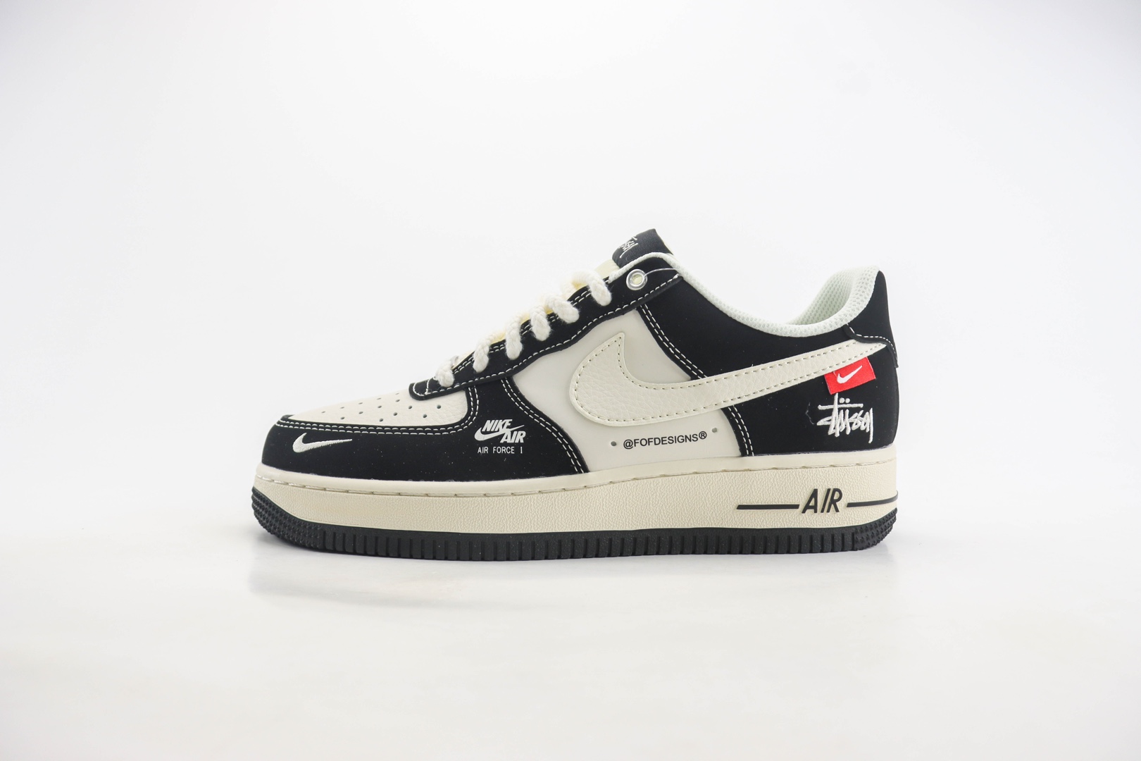 耐克Stussy x Nike Air Force 1 Low纯原版本空军一号斯图西联名AF1米黑小红标运动板鞋 莆田天花板AF1 货号：SJ6698-014