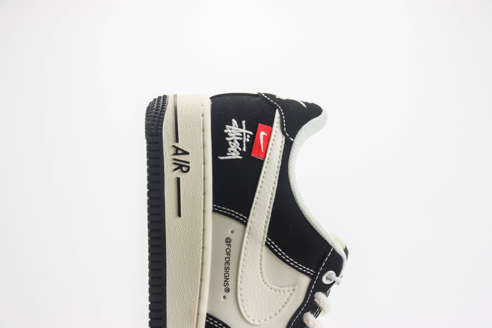 耐克Stussy x Nike Air Force 1 Low纯原版本空军一号斯图西联名AF1米黑小红标运动板鞋 莆田天花板AF1 货号：SJ6698-014