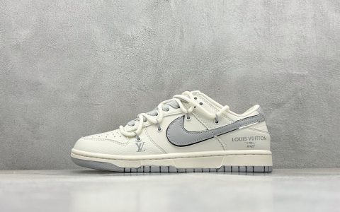 耐克Louis Vuitton x Nike SB Dunk Low纯原版本LV联名SB Dunk米白灰解构绑带板鞋 莆田耐克代理 货号：DM6868-092