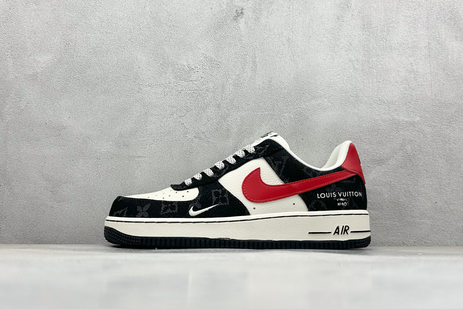 耐克Nike Air Force 1'07 Low纯原版本空军一号LV联名AF1白红黑牛仔板鞋 莆田耐克货源 货号：ZD1988-002