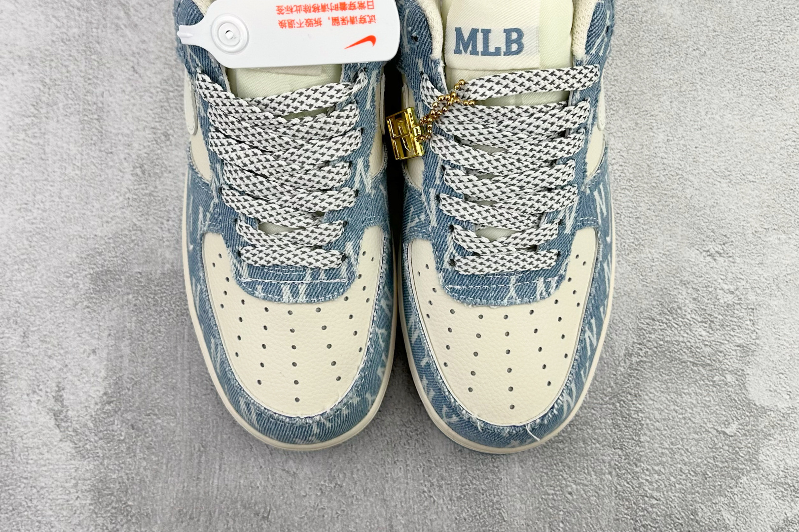 耐克NIke Air Force 1 '07 Low纯原版本MLB联名AF1蓝白色丹宁牛仔板鞋 莆田耐克货源 货号:DD1982-306