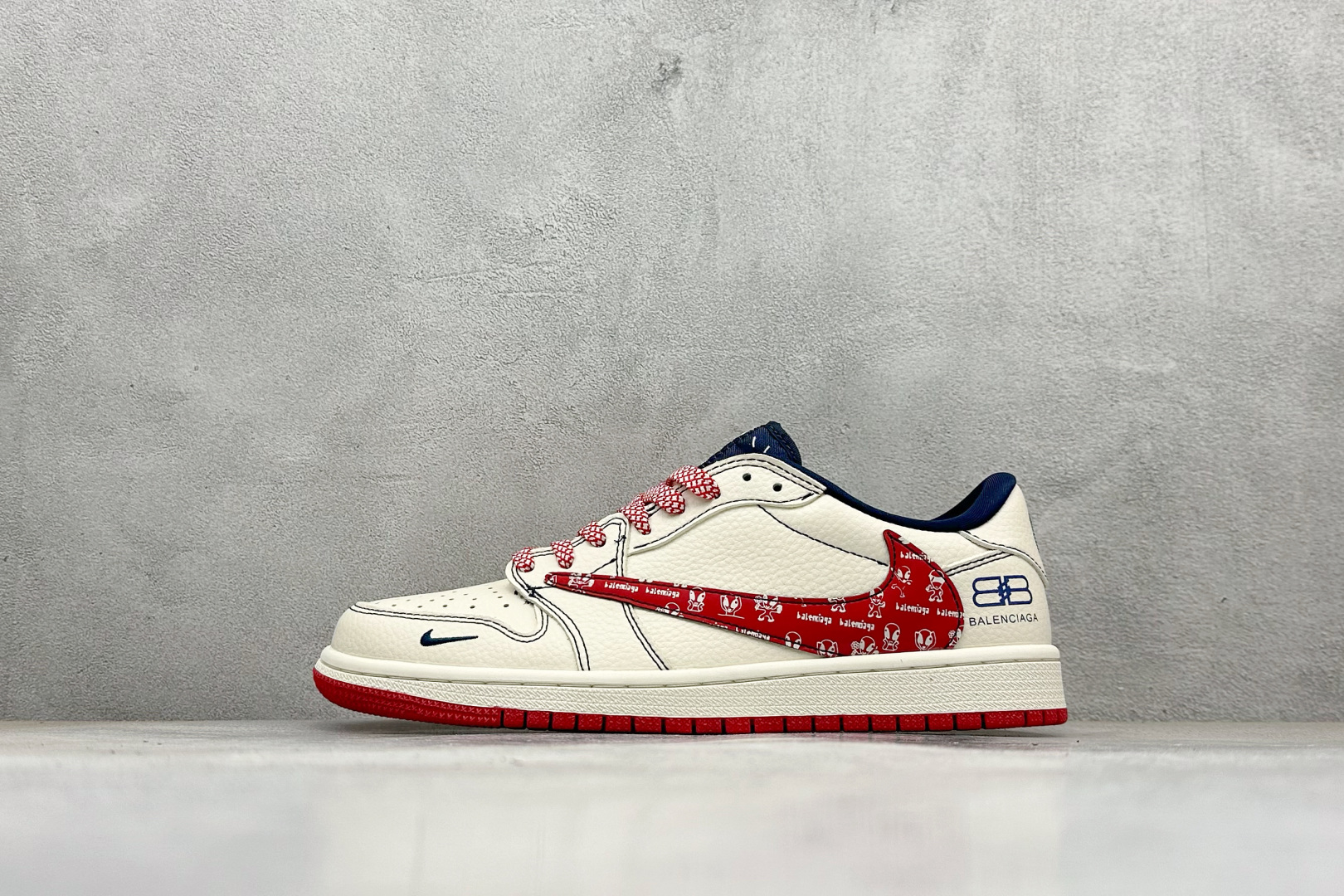 乔丹Balenciaga x Air Jordan 1 Low纯原版本巴黎世家联名AJ1定制配色倒钩板鞋 莆田AJ批发 货号：DS2025-001