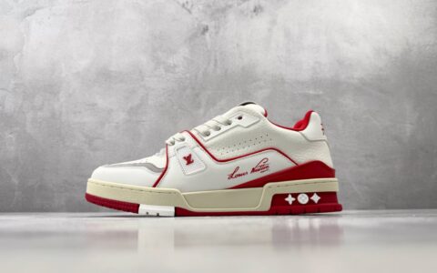 路易威登LOUIS VUITTON Trainer 白红纯原版本 货号：1ABFBI