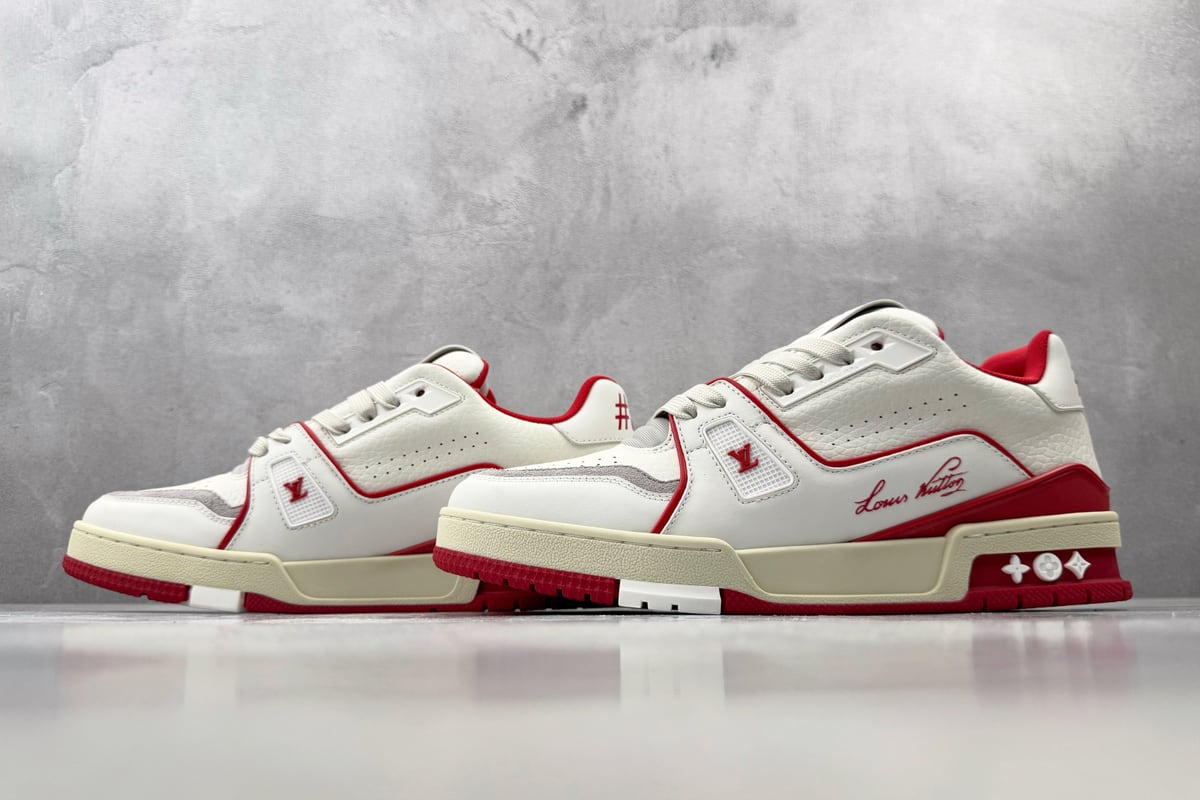 路易威登 LOUIS VUITTON Trainer 白红 鞋跟实拍图