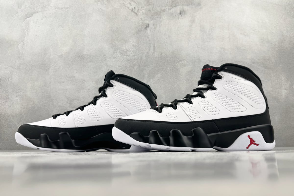 乔丹 Air Jordan 9 Retro 顶级纯原 完美复刻 White Black Red 白黑-实拍图5