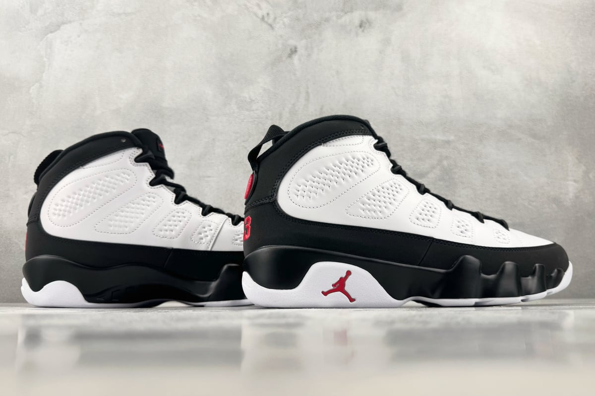 乔丹 Air Jordan 9 Retro 顶级纯原 完美复刻 White Black Red 白黑-实拍图6