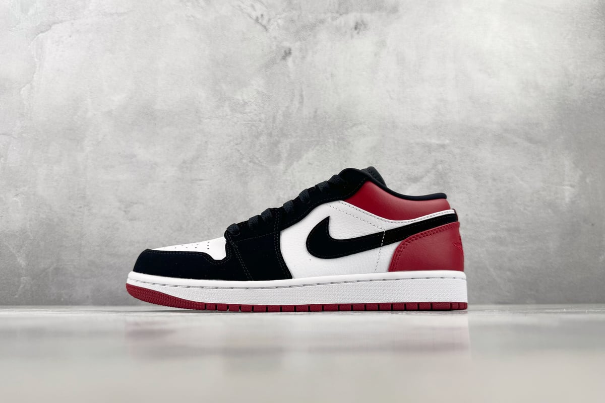 乔丹 Air Jordan 1 Low“Black Toe” 黑脚趾 黑红白-实拍图1