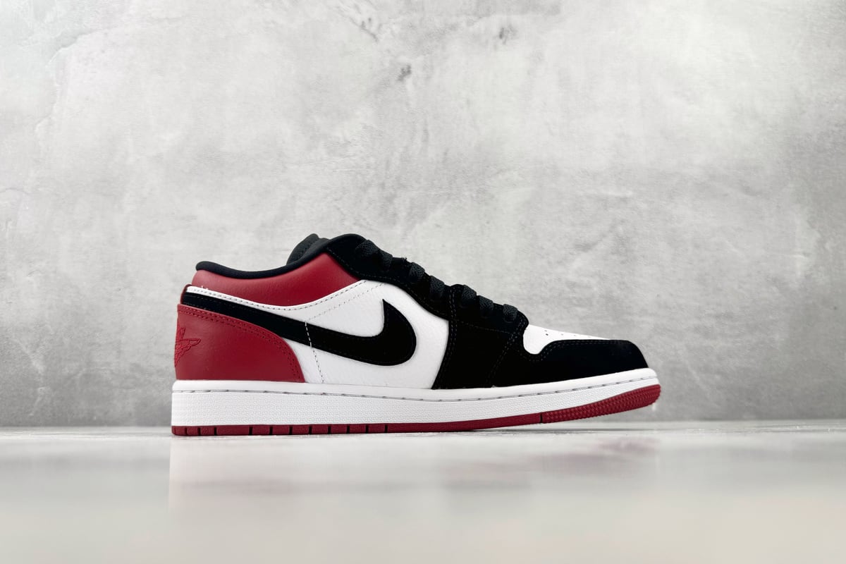 乔丹 Air Jordan 1 Low“Black Toe” 黑脚趾 黑红白-实拍图2