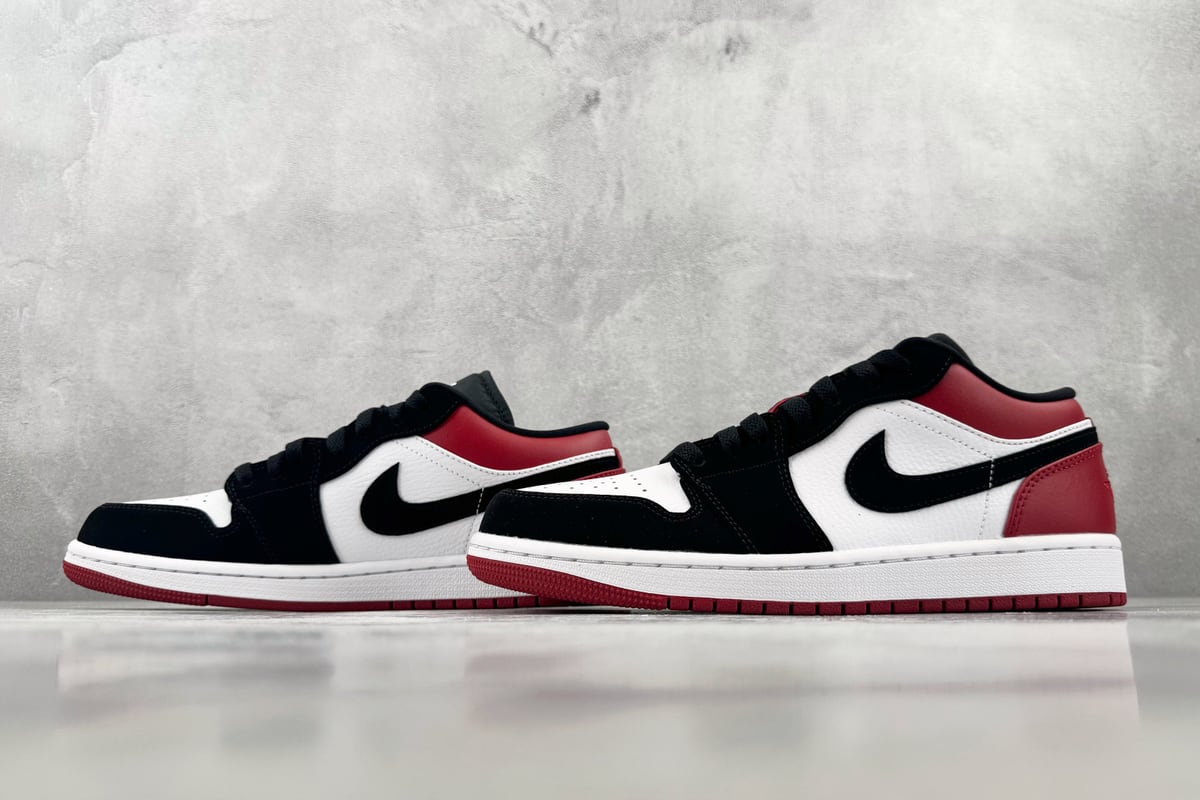 乔丹 Air Jordan 1 Low“Black Toe” 黑脚趾 黑红白-实拍图5