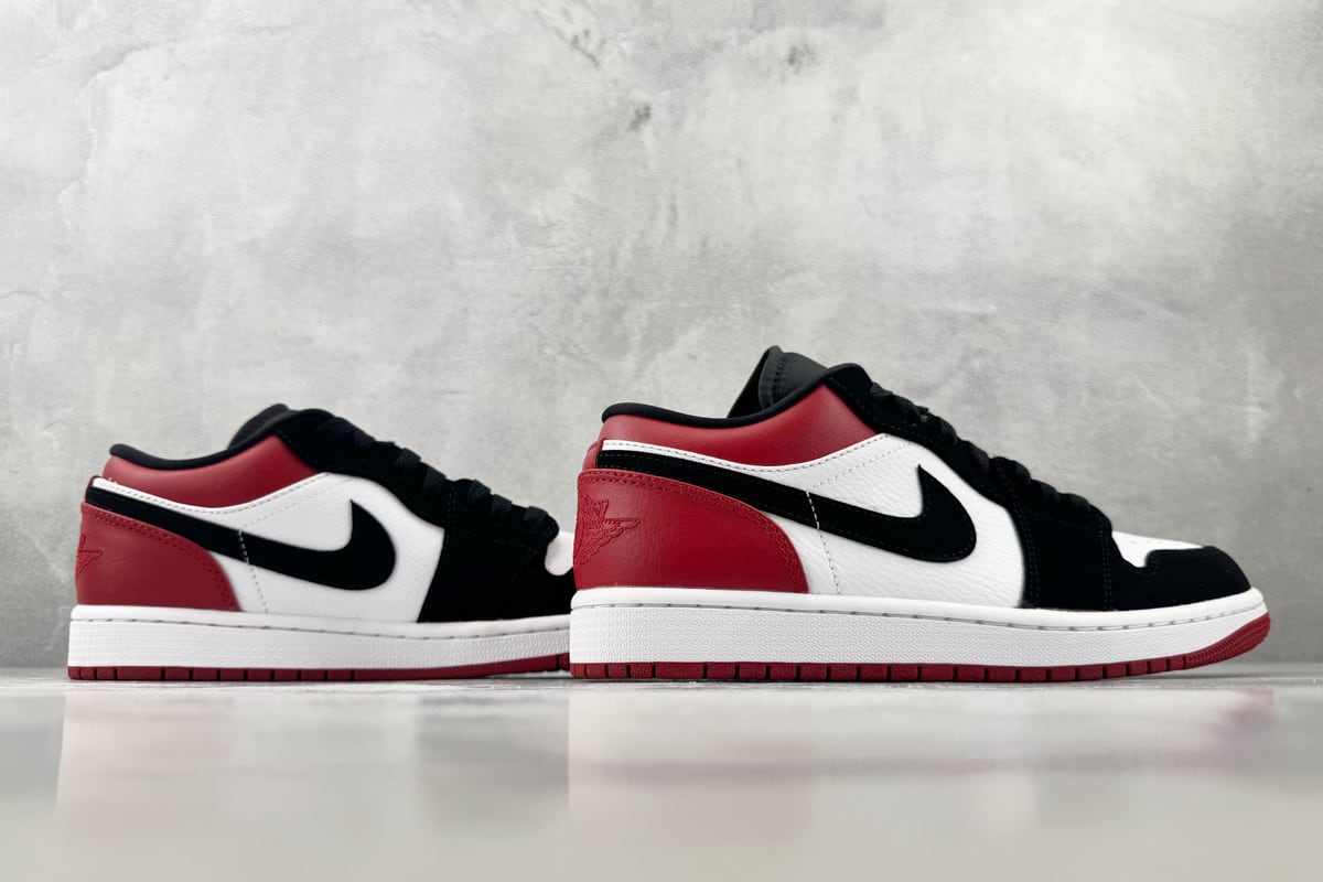 乔丹 Air Jordan 1 Low“Black Toe” 黑脚趾 黑红白-实拍图6