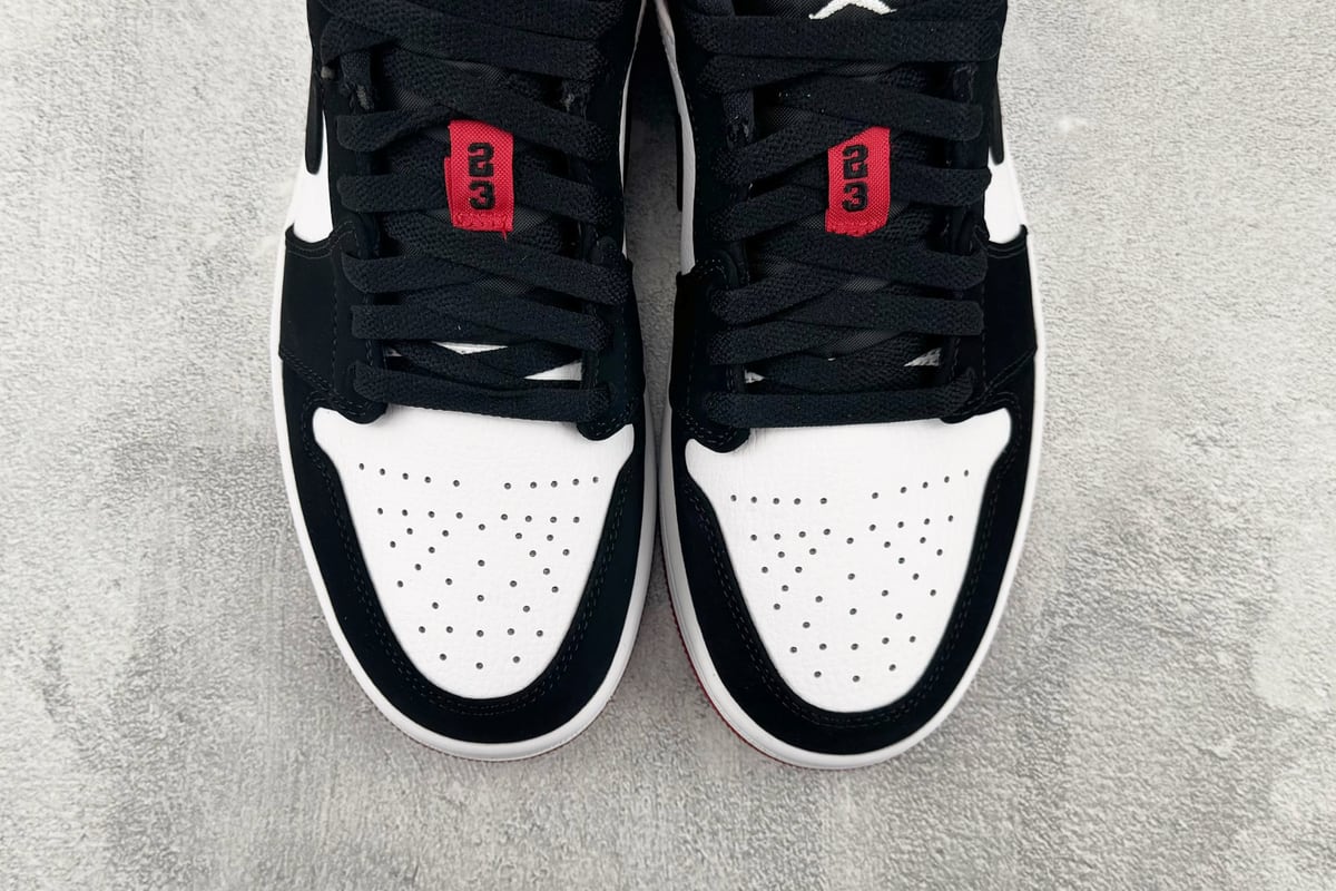 乔丹 Air Jordan 1 Low“Black Toe” 黑脚趾 黑红白-实拍图7