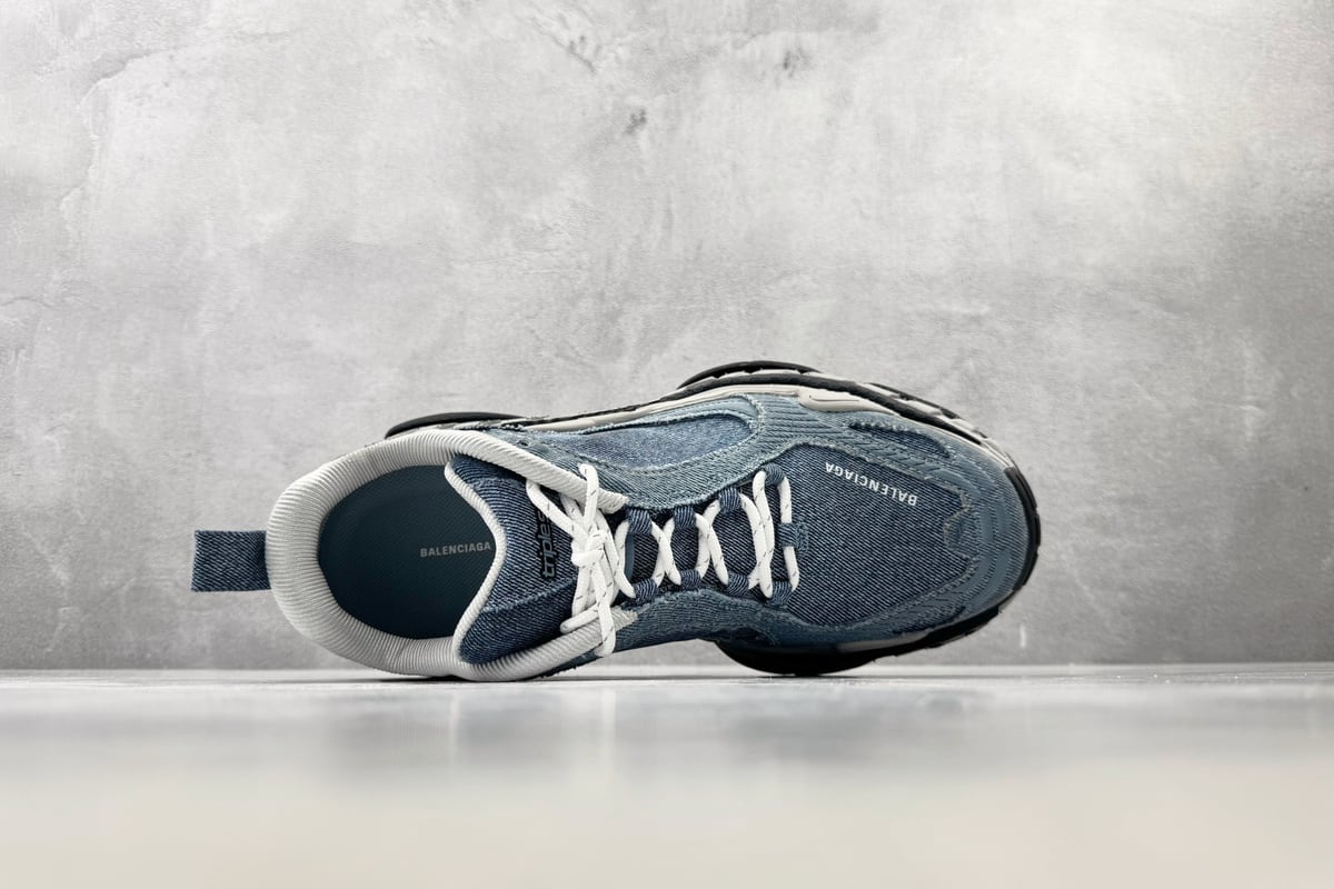 巴黎世家 Balenciaga Triple S.2 2 DENIM 最新 批次 银蓝黑 背面实拍图