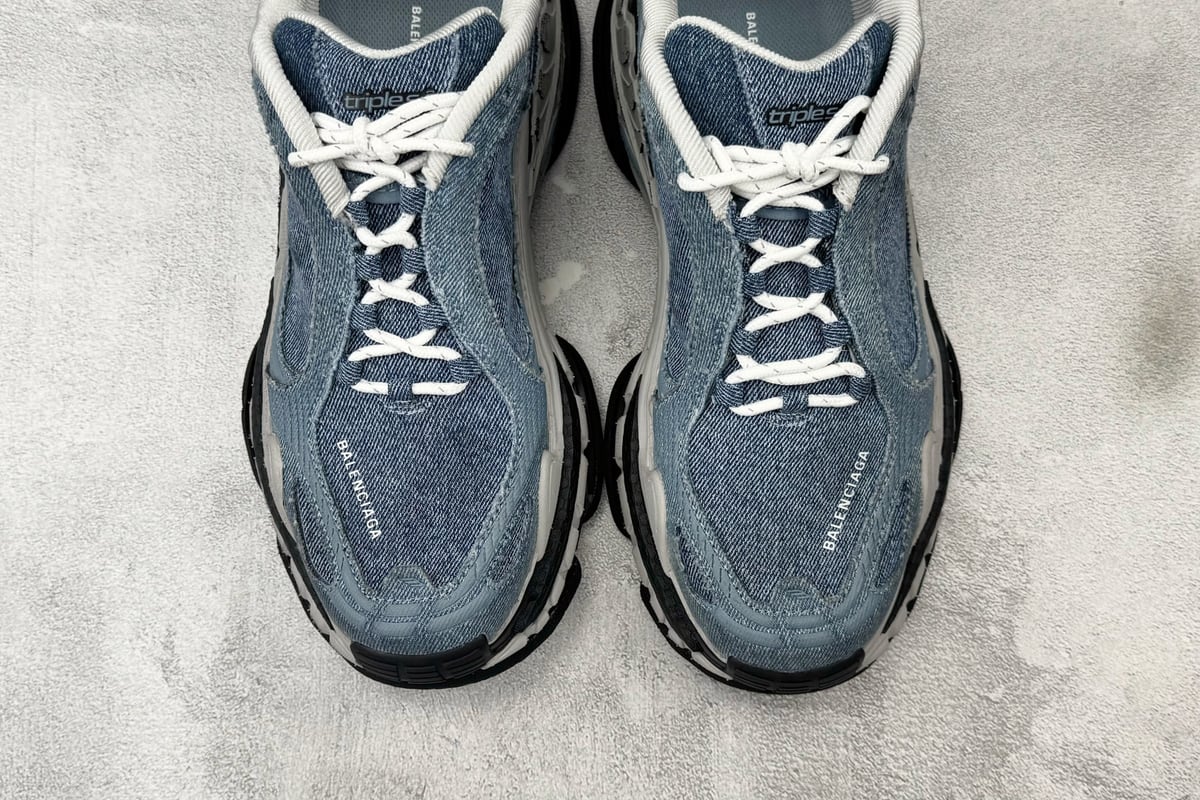 巴黎世家 Balenciaga Triple S.2 2 DENIM 最新 批次 银蓝黑 鞋标实拍图