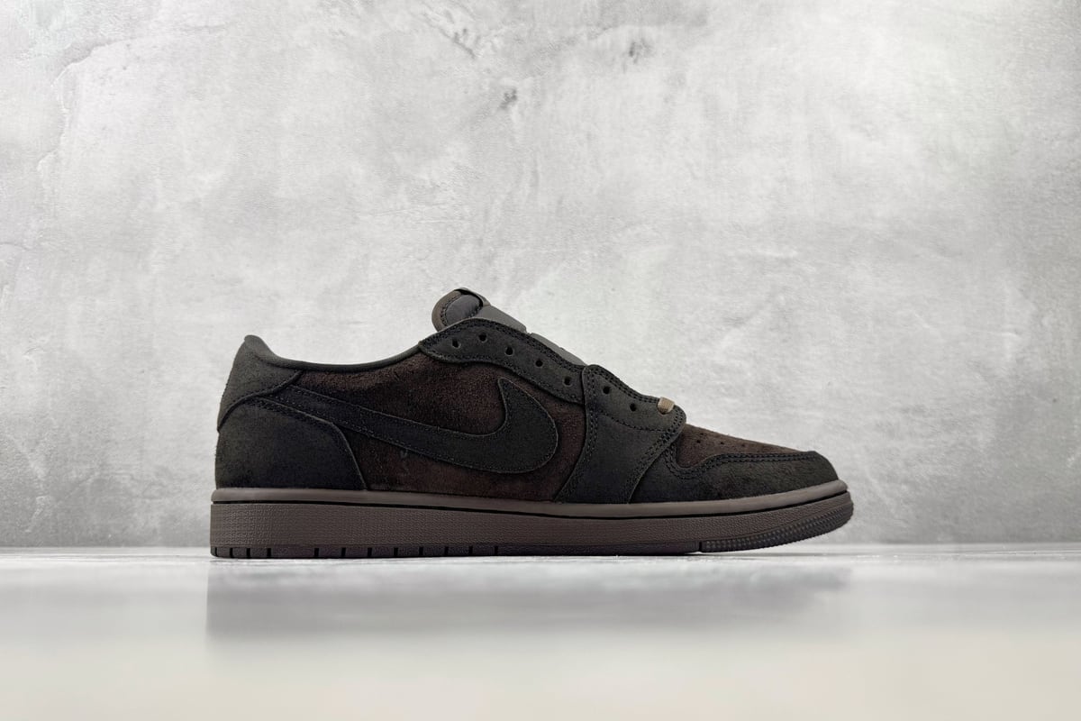 乔丹 Air Jordan × Travis Scott Air Jordan 1 Low OG 倒钩9.0 Velvet Brown 丝绒摩卡 顶级纯原 完美复刻 黑棕-实拍图2