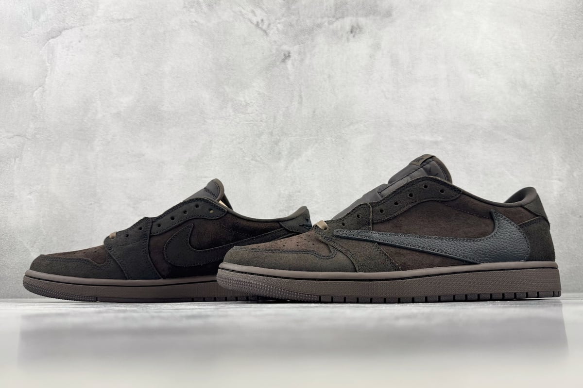 乔丹 Air Jordan × Travis Scott Air Jordan 1 Low OG 倒钩9.0 Velvet Brown 丝绒摩卡 顶级纯原 完美复刻 黑棕-实拍图5