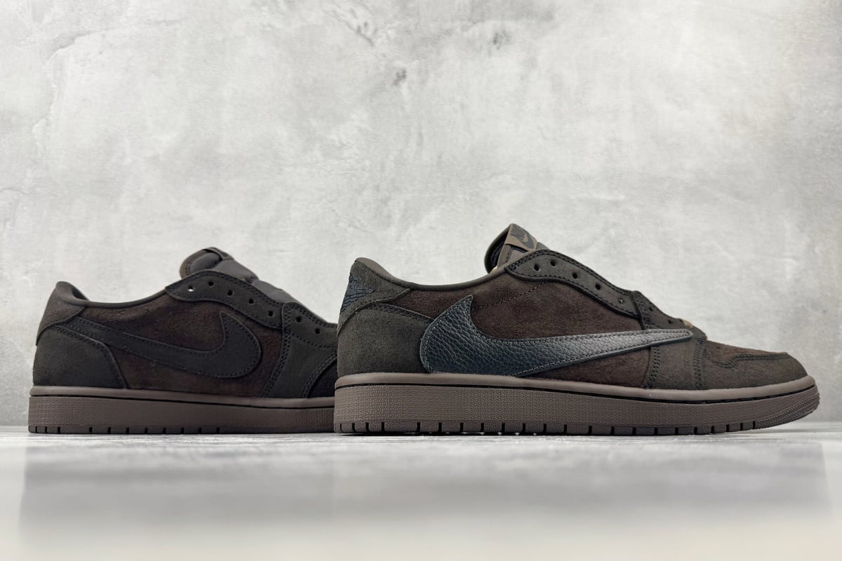 乔丹 Air Jordan × Travis Scott Air Jordan 1 Low OG 倒钩9.0 Velvet Brown 丝绒摩卡 顶级纯原 完美复刻 黑棕-实拍图6