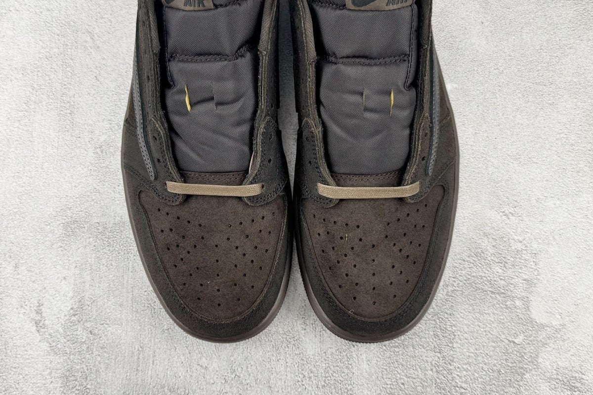 乔丹 Air Jordan × Travis Scott Air Jordan 1 Low OG 倒钩9.0 Velvet Brown 丝绒摩卡 顶级纯原 完美复刻 黑棕-实拍图7
