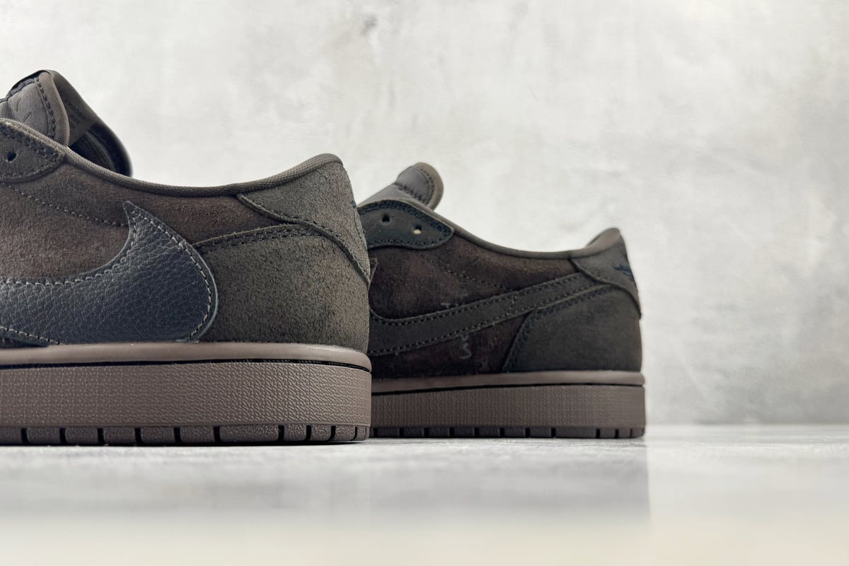 乔丹 Air Jordan × Travis Scott Air Jordan 1 Low OG 倒钩9.0 Velvet Brown 丝绒摩卡 顶级纯原 完美复刻 黑棕-实拍图8