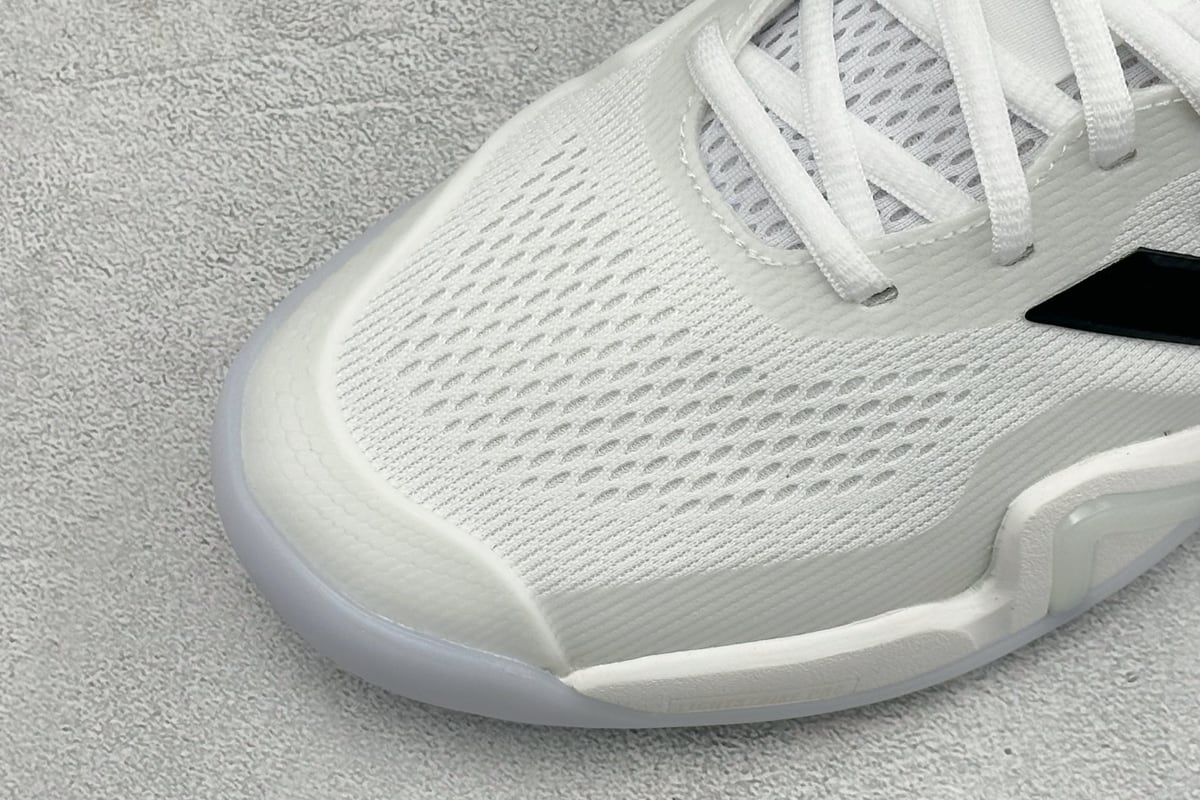 阿迪达斯 Adidas BARRICADE 14 M 舒适贴合 低帮 网球鞋 白黑 网面 + 黑色三道杠 + 侧面大体积支撑 TPU，工程网布鞋面，透气性好，长时间跑动也不捂脚。-实拍图7