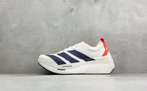 阿迪达斯Adidas Adizero DROPSET ELITE 阿迪超轻透气缓震跑鞋白银红纯原版本 货号：LA6212