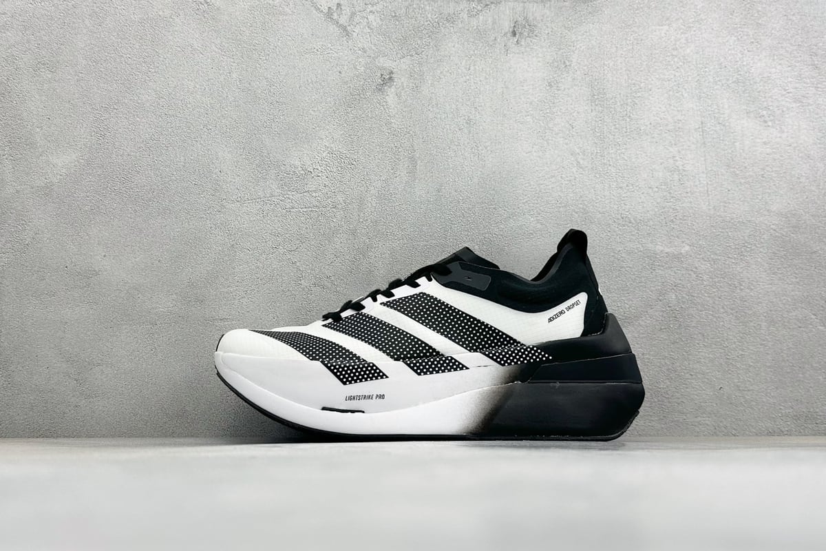 阿迪达斯 Adidas Adizero DROPSET ELITE 白黑 正面实拍图