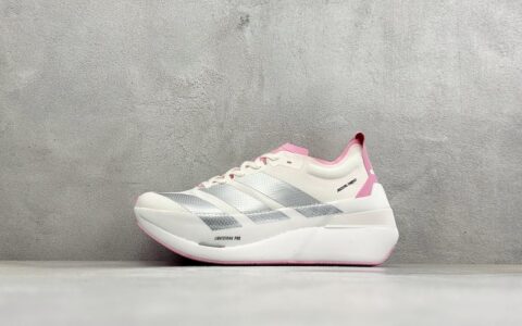 阿迪达斯Adidas Adizero DROPSET ELITE 阿迪超轻透气缓震跑鞋白银红纯原版本 货号：LA6227