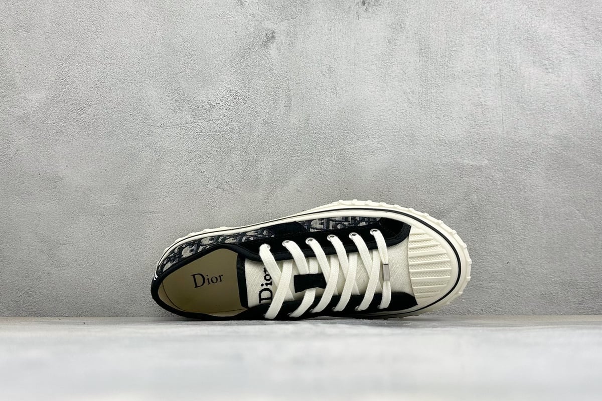 迪奥 Dior Hooper 绒面革拼接 平底系带 低帮 贝壳头帆布鞋-实拍图3