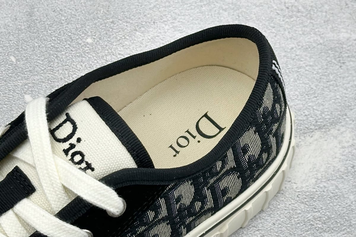 迪奥 Dior Hooper 绒面革拼接 平底系带 低帮 贝壳头帆布鞋-实拍图8