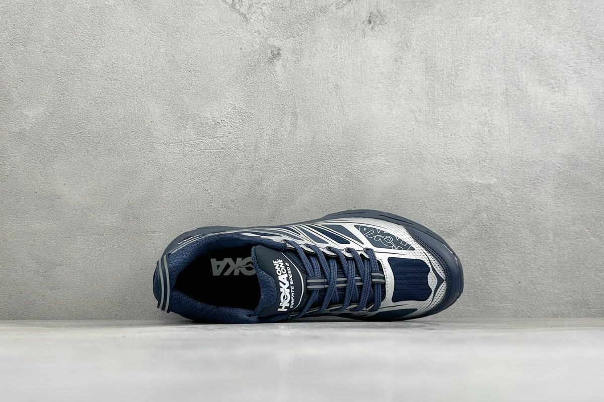 霍伽 HOKA ONE ONE Mafate Speed 2 低帮专业越野跑步鞋 黑白蓝 背面实拍图