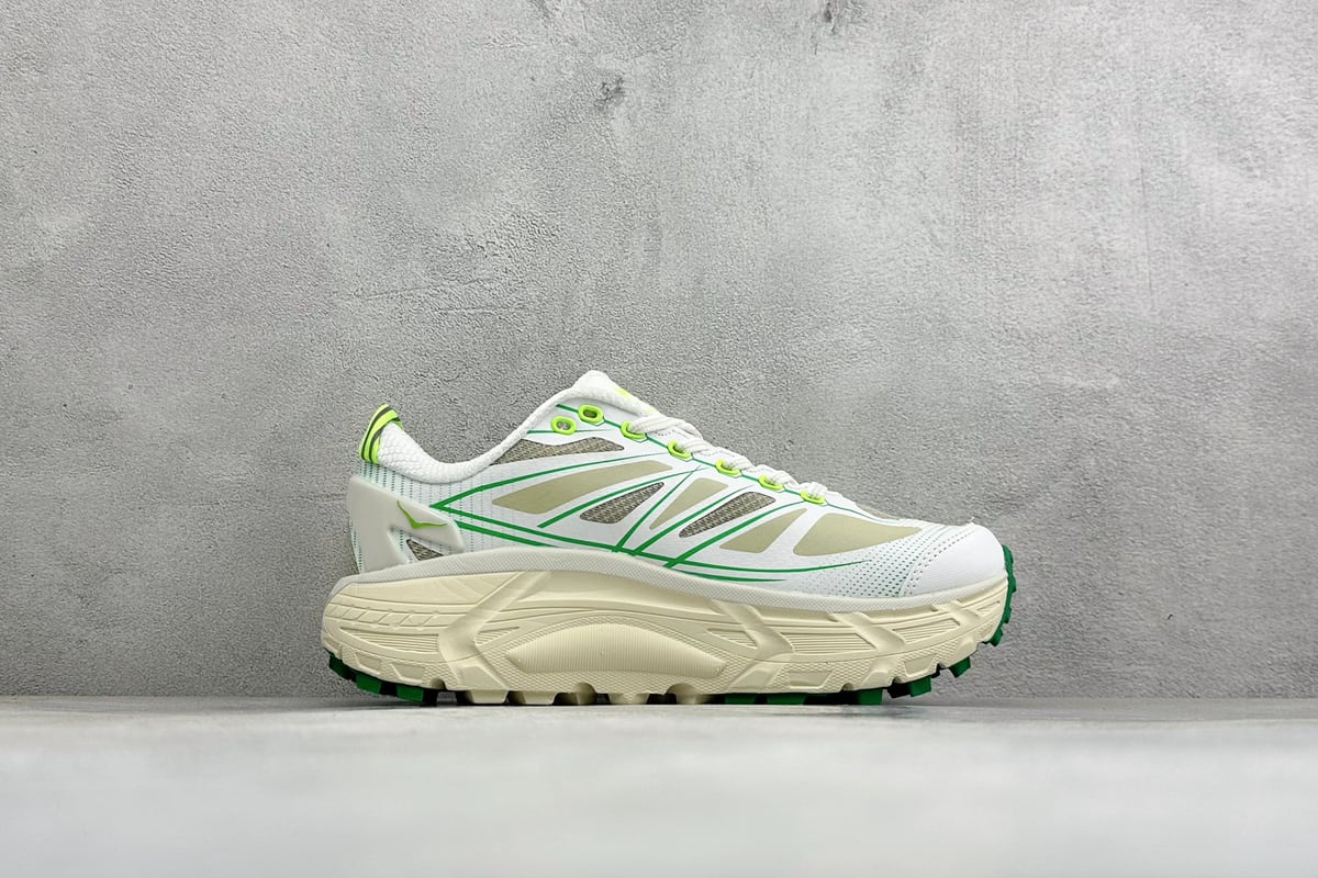 霍伽 HOKA ONE ONE Mafate Speed 2 低帮专业越野跑步鞋 白绿 侧面实拍图