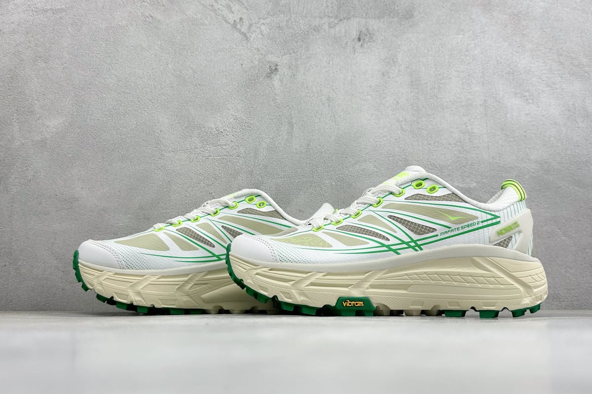 霍伽 HOKA ONE ONE Mafate Speed 2 低帮专业越野跑步鞋 白绿 鞋跟实拍图