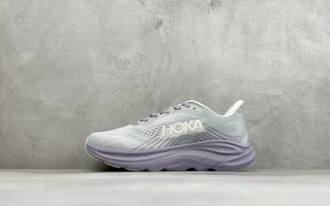 霍伽HOKA ONE ONE M CLIFTON 11 轻量低帮户外越野跑鞋户外山脉越野轻量运动跑鞋灰紫纯原版本 货号：1176573-SLWL