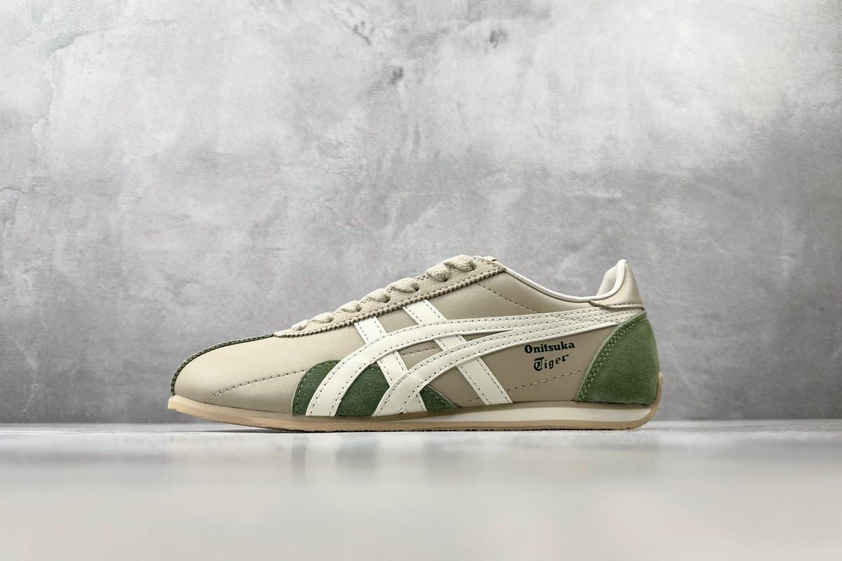 鬼塚虎 Onitsuka Tiger Runspark 米绿橙 正面实拍图