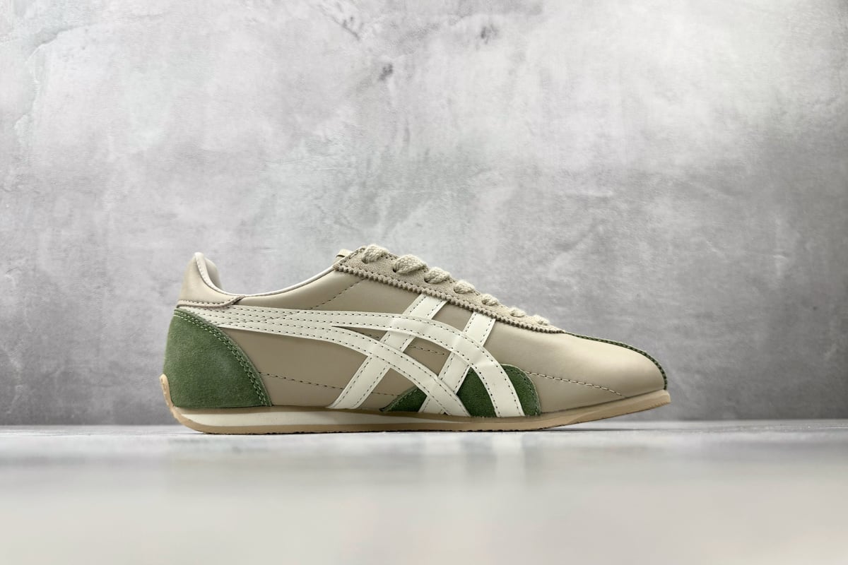 鬼塚虎 Onitsuka Tiger Runspark 米绿橙 侧面实拍图