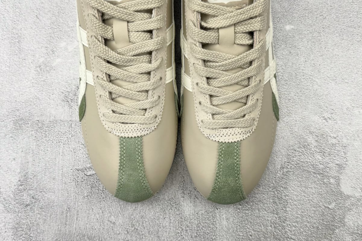 鬼塚虎 Onitsuka Tiger Runspark 米绿橙 鞋标实拍图
