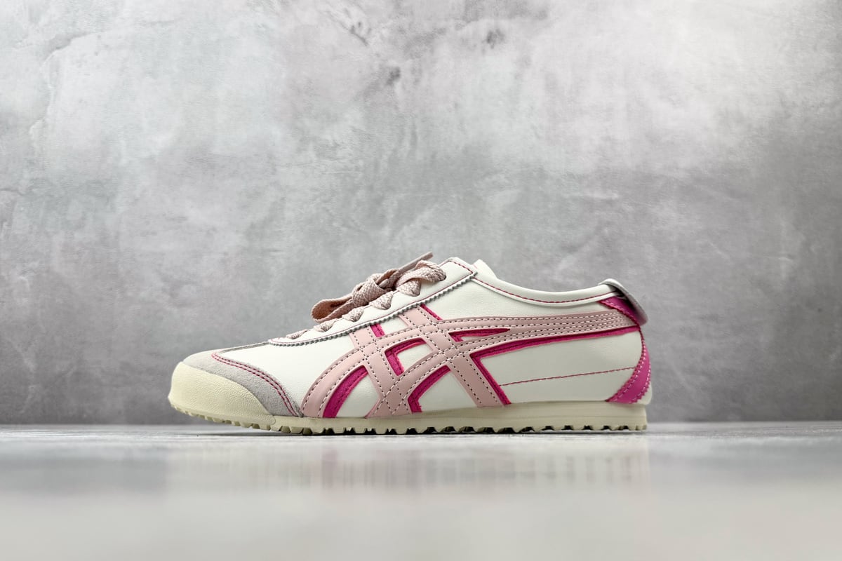鬼塚虎 Onitsuka Tiger Mexico 66 米白粉红 正面实拍图
