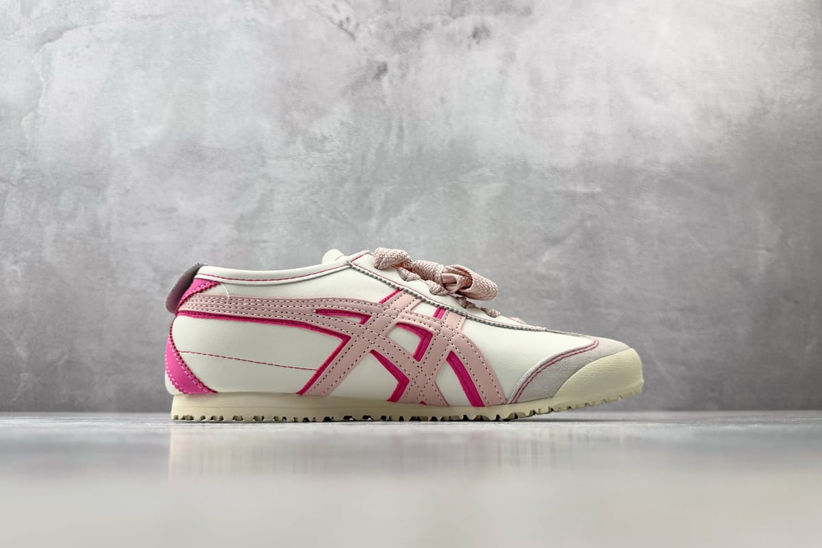 鬼塚虎 Onitsuka Tiger Mexico 66 米白粉红 侧面实拍图