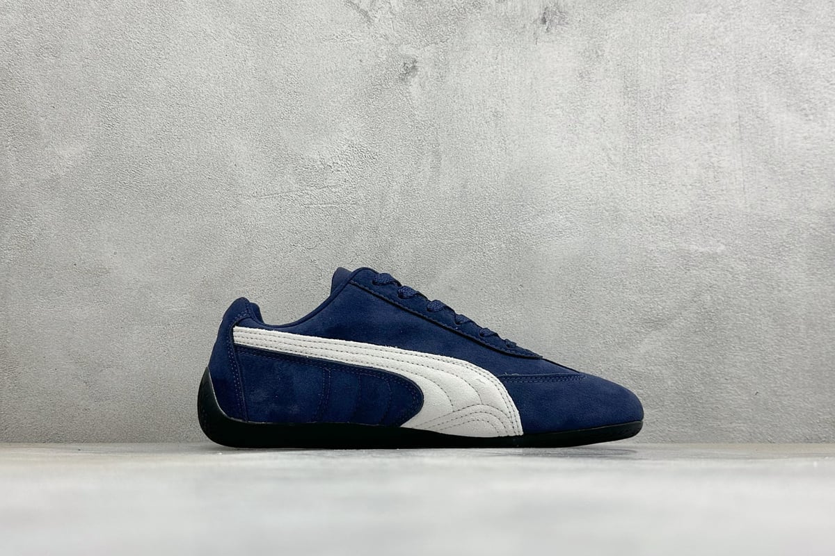 彪马 Puma Speedcet Etoile Wns 薄底德迅复古运动休闲赛车跑鞋 蓝白黑 侧面实拍图