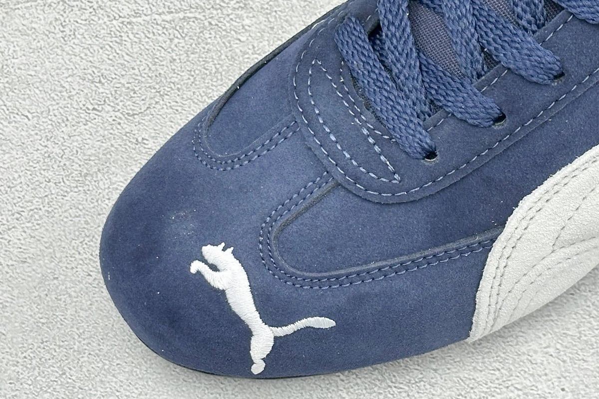彪马 Puma Speedcet Etoile Wns 薄底德迅复古运动休闲赛车跑鞋 蓝白黑 鞋标实拍图