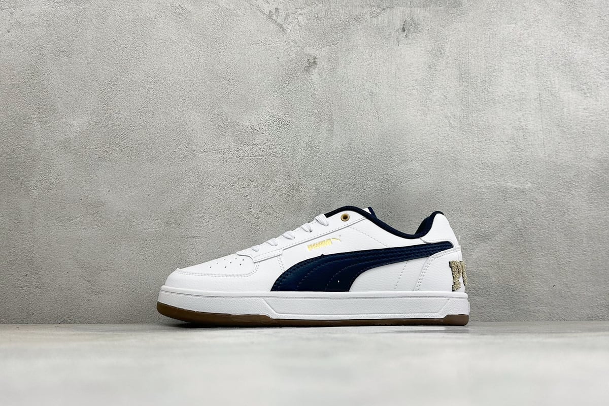 彪马 Puma Caven 2.0 Retro Club 防滑耐磨低帮德训板鞋 白黑 正面实拍图